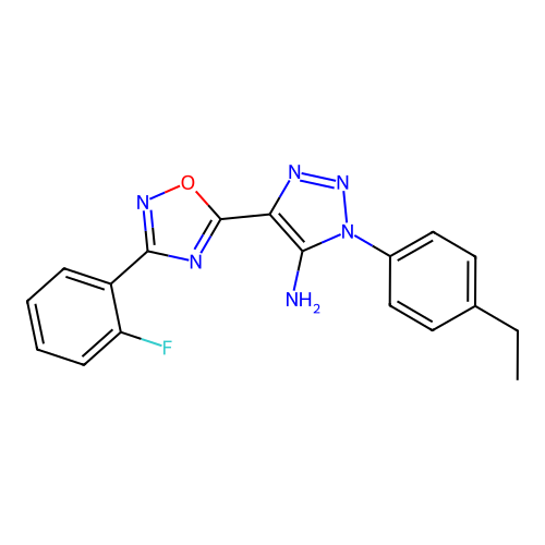 1-(4-ethylphenyl)-4-[3-(2-fluorophenyl)-1,2,4-oxadiazol-5-yl]-1H-1,2,3-triazol-5-amine structure