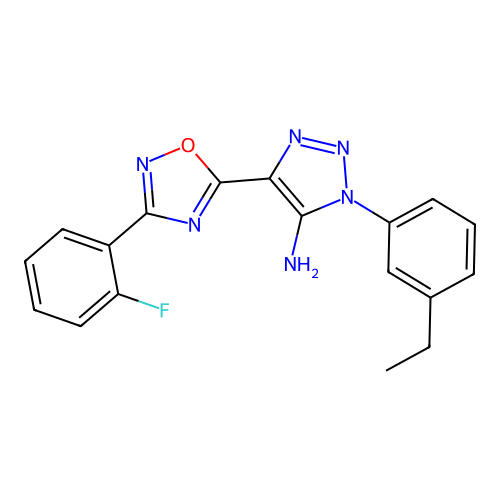 1-(3-ethylphenyl)-4-[3-(2-fluorophenyl)-1,2,4-oxadiazol-5-yl]-1H-1,2,3-triazol-5-amine structure