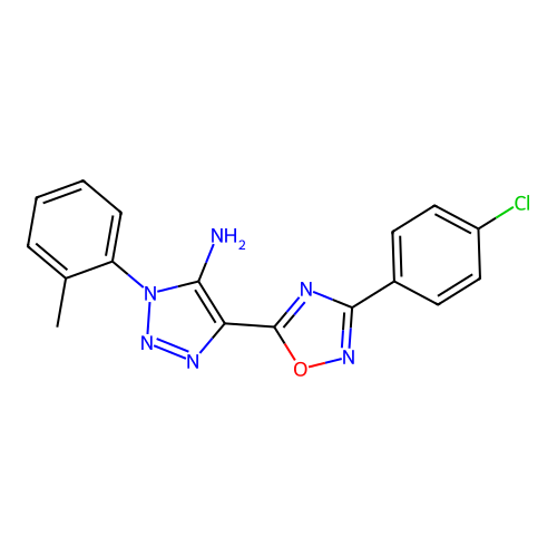 4-[3-(4-chlorophenyl)-1,2,4-oxadiazol-5-yl]-1-(2-methylphenyl)-1H-1,2,3-triazol-5-amine structure