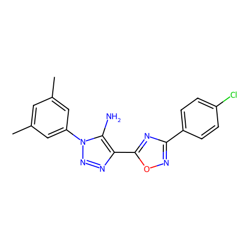 4-[3-(4-chlorophenyl)-1,2,4-oxadiazol-5-yl]-1-(3,5-dimethylphenyl)-1H-1,2,3-triazol-5-amine structure
