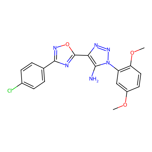 4-[3-(4-chlorophenyl)-1,2,4-oxadiazol-5-yl]-1-(2,5-dimethoxyphenyl)-1H-1,2,3-triazol-5-amine structure
