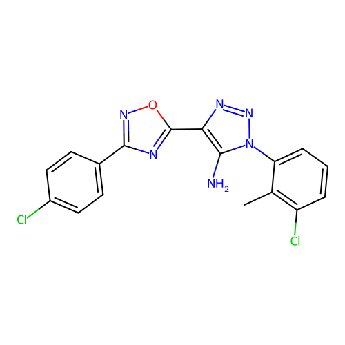 1-(3-chloro-2-methylphenyl)-4-[3-(4-chlorophenyl)-1,2,4-oxadiazol-5-yl]-1H-1,2,3-triazol-5-amine structure