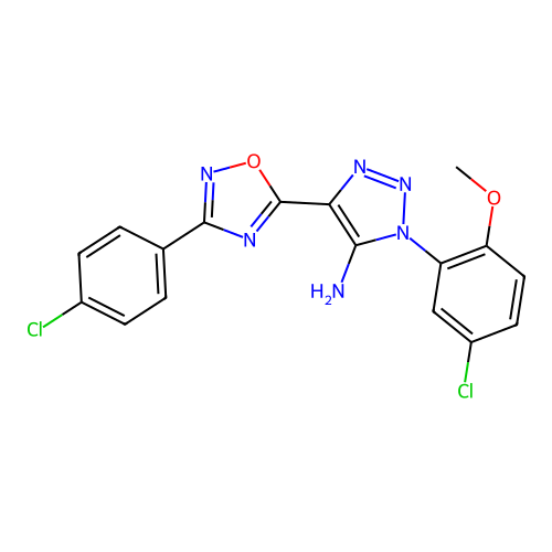 1-(5-chloro-2-methoxyphenyl)-4-[3-(4-chlorophenyl)-1,2,4-oxadiazol-5-yl]-1H-1,2,3-triazol-5-amine structure
