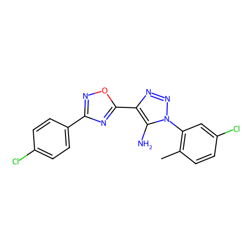 1-(5-chloro-2-methylphenyl)-4-[3-(4-chlorophenyl)-1,2,4-oxadiazol-5-yl]-1H-1,2,3-triazol-5-amine structure