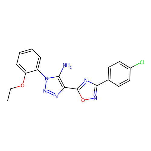4-[3-(4-chlorophenyl)-1,2,4-oxadiazol-5-yl]-1-(2-ethoxyphenyl)-1H-1,2,3-triazol-5-amine structure