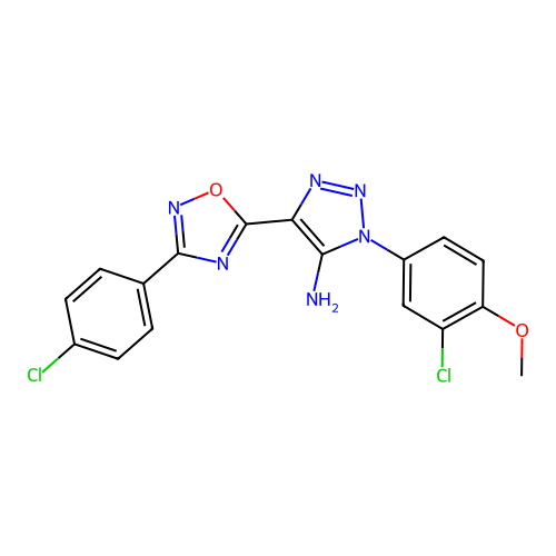 1-(3-chloro-4-methoxyphenyl)-4-[3-(4-chlorophenyl)-1,2,4-oxadiazol-5-yl]-1H-1,2,3-triazol-5-amine structure