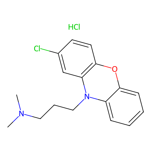 Phenoxazine, 2-chloro-10-(3-(dimethylamino)propyl)-, hydrochloride structure