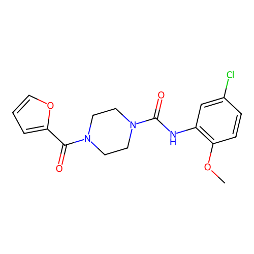 N-(5-chloro-2-methoxyphenyl)-4-(furan-2-carbonyl)piperazine-1-carboxamide structure