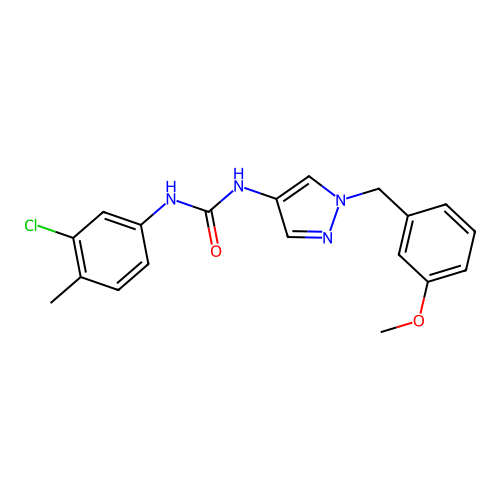 1-(3-Chloro-4-methylphenyl)-3-[1-[(3-methoxyphenyl)methyl]pyrazol-4-yl]urea structure