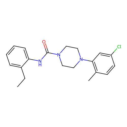 4-(5-chloro-2-methylphenyl)-N-(2-ethylphenyl)piperazine-1-carboxamide structure
