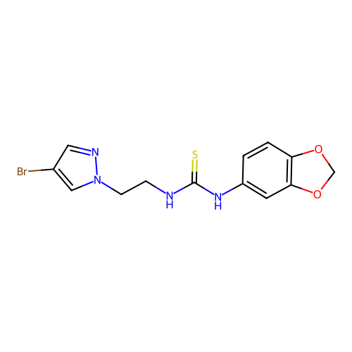 1-(1,3-Benzodioxol-5-yl)-3-[2-(4-bromopyrazol-1-yl)ethyl]thiourea structure