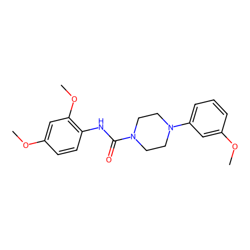 N-(2,4-dimethoxyphenyl)-4-(3-methoxyphenyl)piperazine-1-carboxamide structure