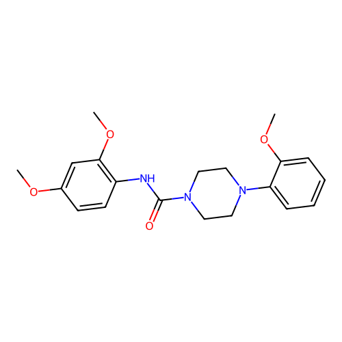 N-(2,4-dimethoxyphenyl)-4-(2-methoxyphenyl)piperazine-1-carboxamide structure