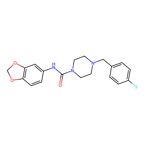 N-(1,3-benzodioxol-5-yl)-4-[(4-fluorophenyl)methyl]piperazine-1-carboxamide structure