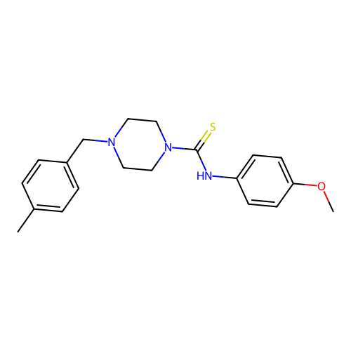 N-(4-methoxyphenyl)-4-[(4-methylphenyl)methyl]piperazine-1-carbothioamide structure