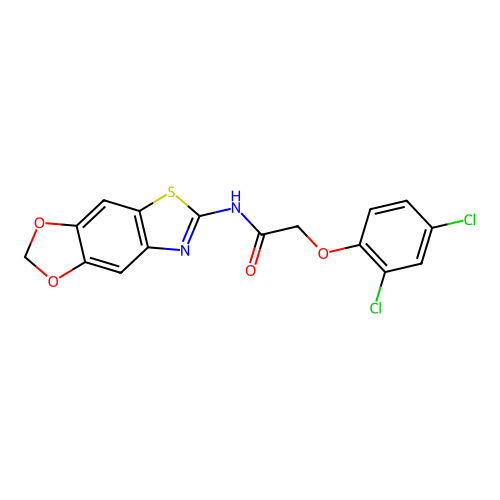 2-(2,4-dichlorophenoxy)-N-([1,3]dioxolo[4,5-f][1,3]benzothiazol-6-yl)acetamide structure