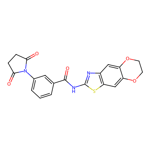 N-(6,7-dihydro-[1,4]dioxino[2',3':4,5]benzo[1,2-d]thiazol-2-yl)-3-(2,5-dioxopyrrolidin-1-yl)benzamide structure