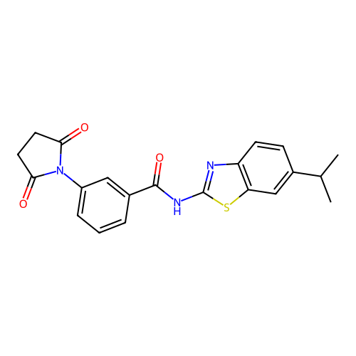 3-(2,5-dioxopyrrolidin-1-yl)-N-(6-propan-2-yl-1,3-benzothiazol-2-yl)benzamide structure