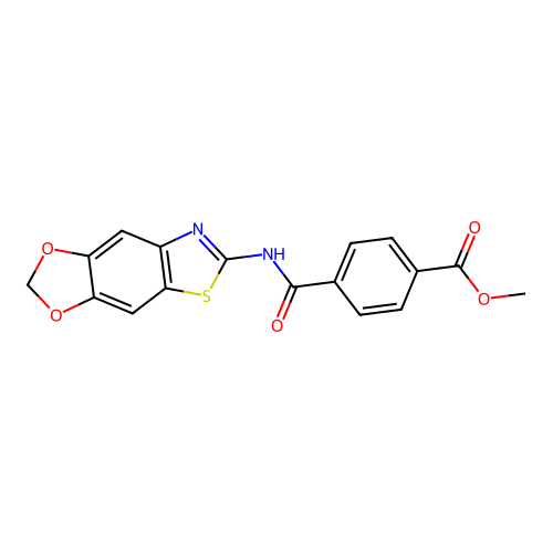 Methyl 4-([1,3]dioxolo[4,5-f][1,3]benzothiazol-6-ylcarbamoyl)benzoate structure