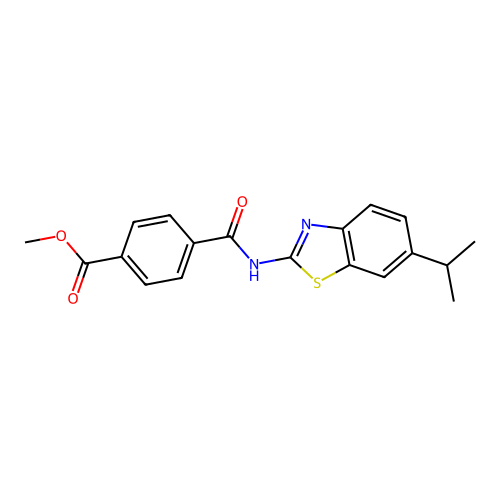 Methyl 4-((6-isopropylbenzo[d]thiazol-2-yl)carbamoyl)benzoate structure