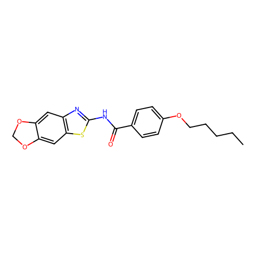 N-([1,3]dioxolo[4,5-f][1,3]benzothiazol-6-yl)-4-pentoxybenzamide structure