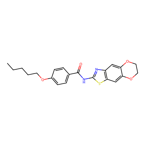 N-(6,7-dihydro-[1,4]dioxino[2,3-f][1,3]benzothiazol-2-yl)-4-pentoxybenzamide structure
