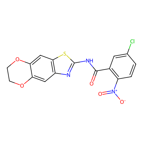 5-Chloro-N-(6,7-dihydro[1,4]dioxino[2,3-f]benzothiazol-2-yl)-2-nitrobenzamide structure