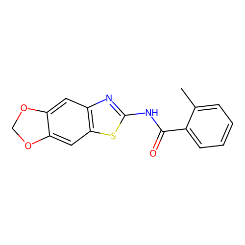 N-([1,3]dioxolo[4,5-f][1,3]benzothiazol-6-yl)-2-methylbenzamide structure