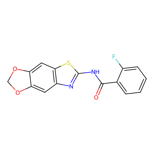 N-([1,3]dioxolo[4,5-f][1,3]benzothiazol-6-yl)-2-fluorobenzamide structure