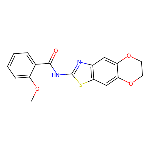 N-(6,7-dihydro-[1,4]dioxino[2,3-f][1,3]benzothiazol-2-yl)-2-methoxybenzamide structure