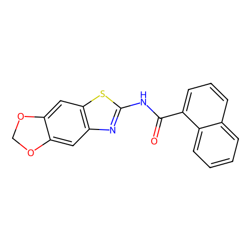 N-([1,3]dioxolo[4,5-f][1,3]benzothiazol-6-yl)naphthalene-1-carboxamide structure
