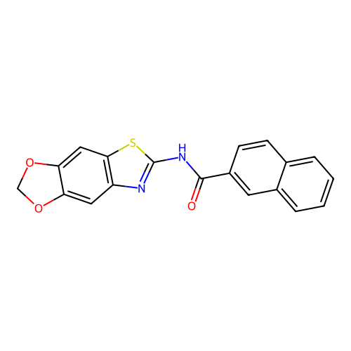 N-([1,3]dioxolo[4,5-f][1,3]benzothiazol-6-yl)naphthalene-2-carboxamide structure