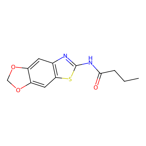 N-([1,3]dioxolo[4,5-f][1,3]benzothiazol-6-yl)butanamide structure