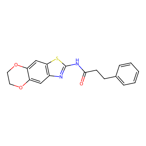 N-(6,7-dihydro-[1,4]dioxino[2,3-f][1,3]benzothiazol-2-yl)-3-phenylpropanamide structure