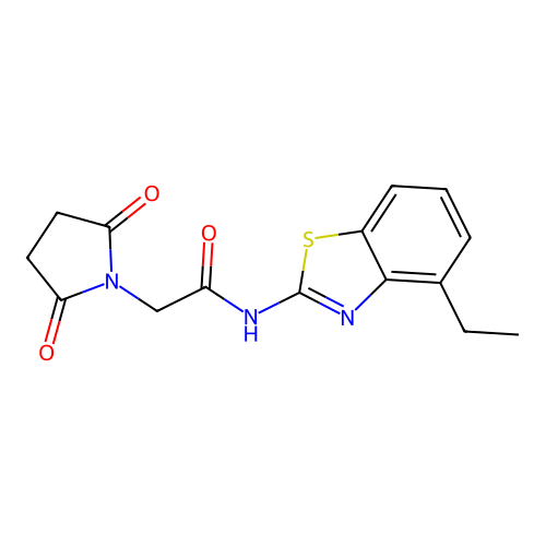 2-(2,5-dioxopyrrolidin-1-yl)-N-(4-ethyl-1,3-benzothiazol-2-yl)acetamide structure
