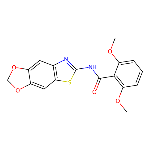 N-([1,3]dioxolo[4,5-f][1,3]benzothiazol-6-yl)-2,6-dimethoxybenzamide structure