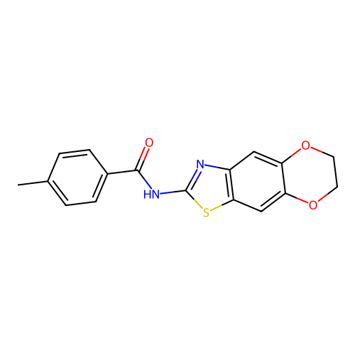 N-(6,7-dihydro-[1,4]dioxino[2,3-f][1,3]benzothiazol-2-yl)-4-methylbenzamide structure