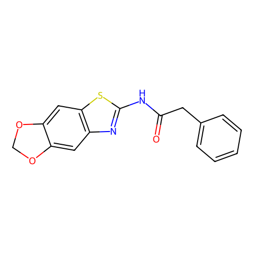N-([1,3]dioxolo[4,5-f][1,3]benzothiazol-6-yl)-2-phenylacetamide structure
