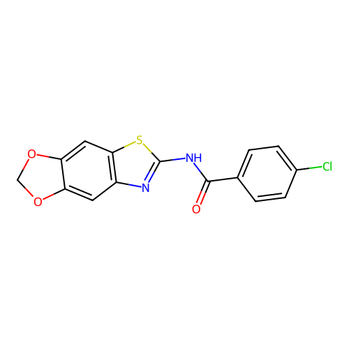 4-chloro-N-([1,3]dioxolo[4,5-f][1,3]benzothiazol-6-yl)benzamide structure