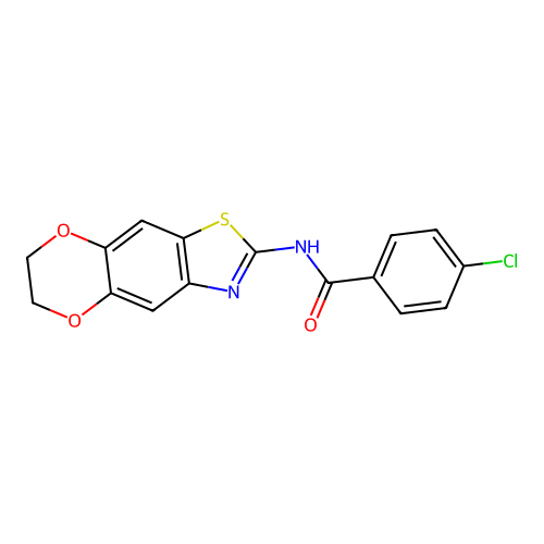 4-chloro-N-(6,7-dihydro-[1,4]dioxino[2,3-f][1,3]benzothiazol-2-yl)benzamide structure