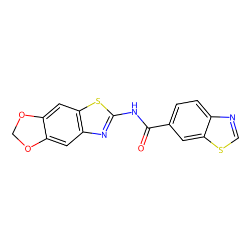 N-([1,3]dioxolo[4,5-f][1,3]benzothiazol-6-yl)-1,3-benzothiazole-6-carboxamide structure