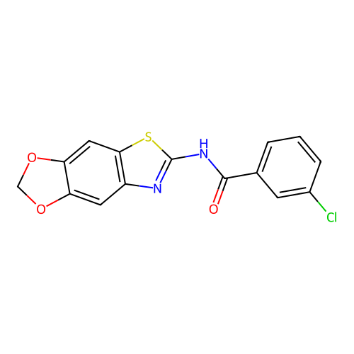 3-chloro-N-([1,3]dioxolo[4,5-f][1,3]benzothiazol-6-yl)benzamide structure