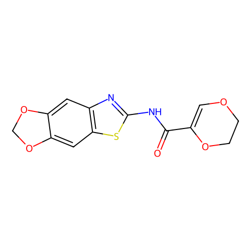 N-([1,3]dioxolo[4,5-f][1,3]benzothiazol-6-yl)-2,3-dihydro-1,4-dioxine-5-carboxamide structure