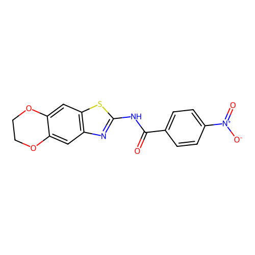 N-(6,7-dihydro-[1,4]dioxino[2,3-f][1,3]benzothiazol-2-yl)-4-nitrobenzamide structure