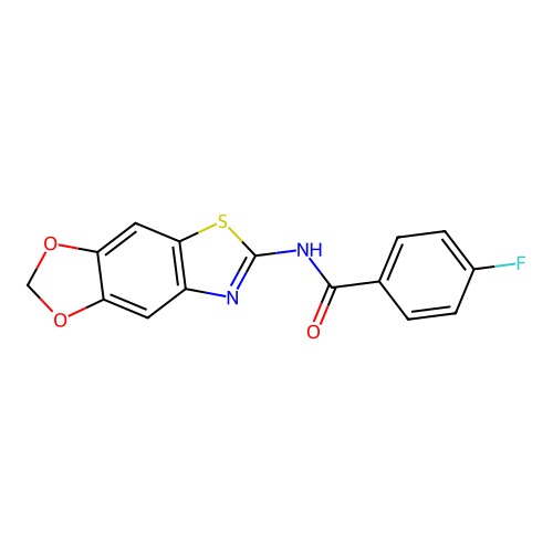 N-([1,3]dioxolo[4,5-f][1,3]benzothiazol-6-yl)-4-fluorobenzamide structure