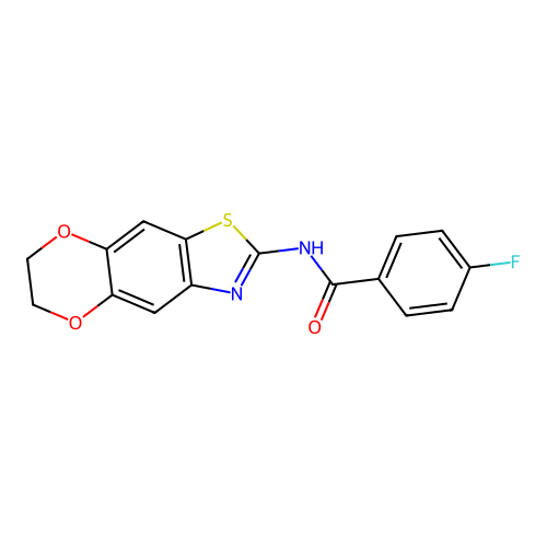 N-(6,7-dihydro-[1,4]dioxino[2,3-f][1,3]benzothiazol-2-yl)-4-fluorobenzamide structure
