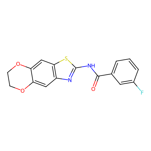 N-(6,7-dihydro-[1,4]dioxino[2,3-f][1,3]benzothiazol-2-yl)-3-fluorobenzamide structure