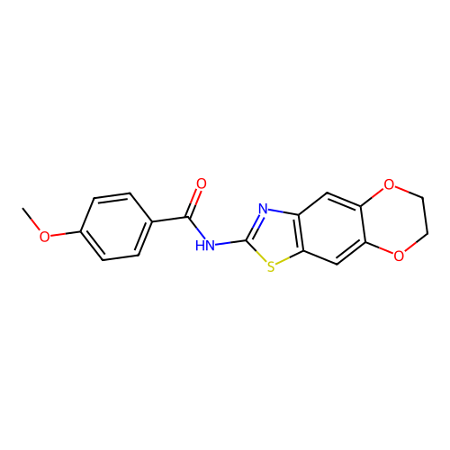 N-(6,7-dihydro-[1,4]dioxino[2,3-f][1,3]benzothiazol-2-yl)-4-methoxybenzamide structure