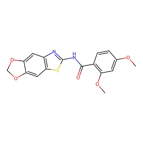 N-([1,3]dioxolo[4,5-f][1,3]benzothiazol-6-yl)-2,4-dimethoxybenzamide structure