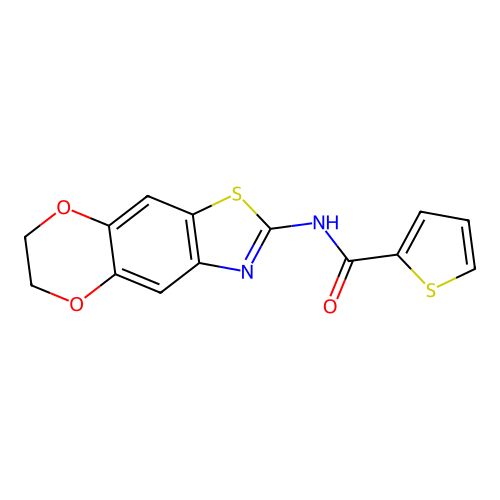 N-(6,7-dihydro-[1,4]dioxino[2,3-f][1,3]benzothiazol-2-yl)thiophene-2-carboxamide structure